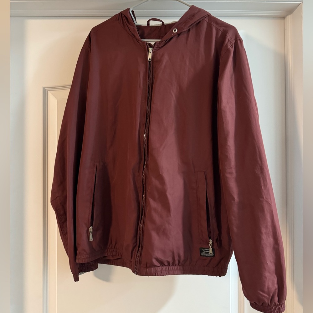 Light Maroon Bomber Rain Jacket with hood